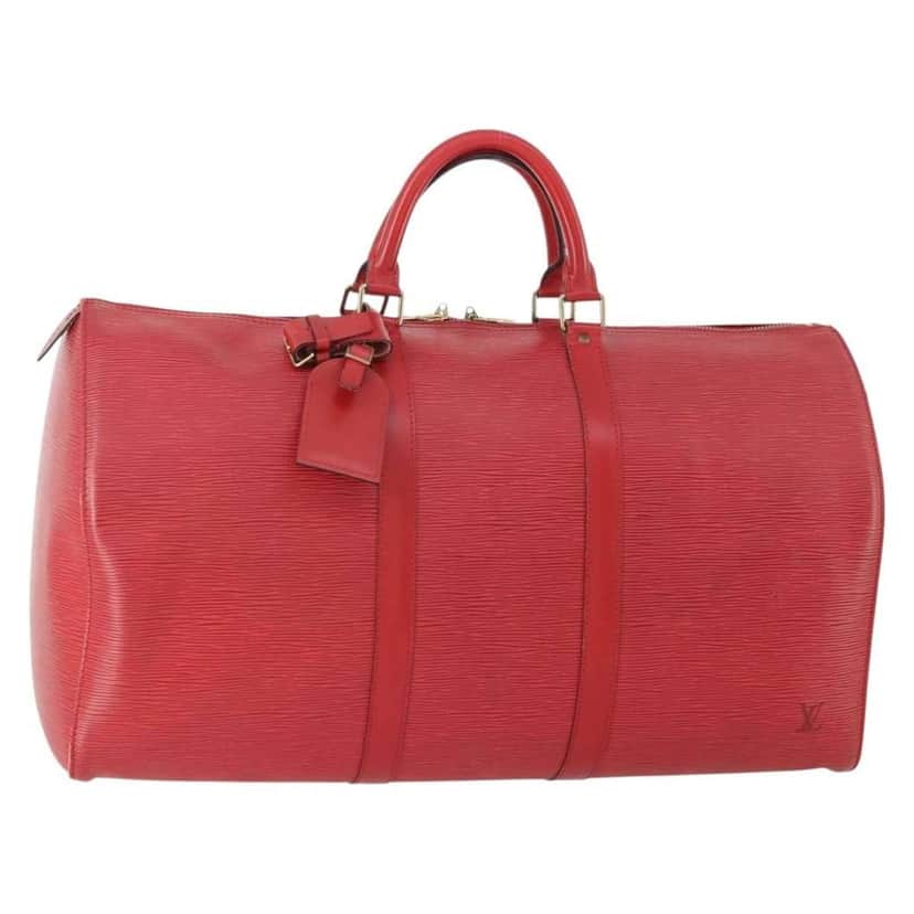 Louis Vuitton Keepall Bag Red Leather Good condition - Front View