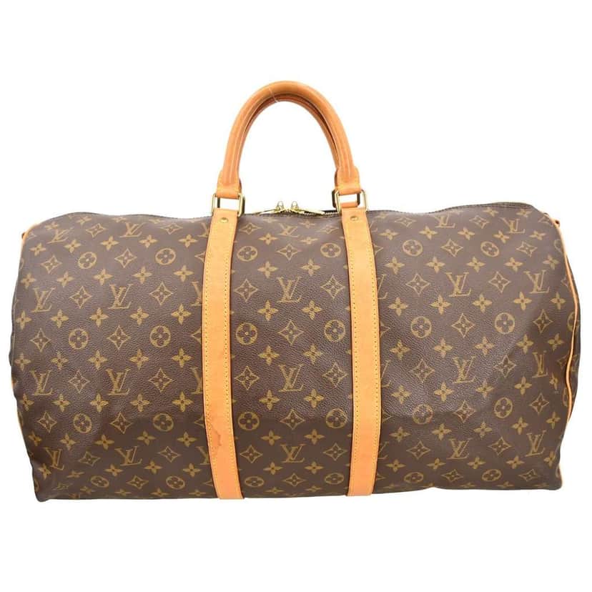 Louis Vuitton Keepall Bandouliere Bag Brown Canvas Good condition - Front View
