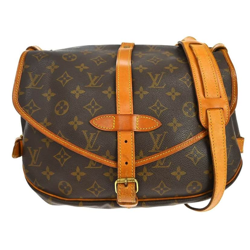 Louis Vuitton Saumur Handbag Brown Canvas Good condition - Front View