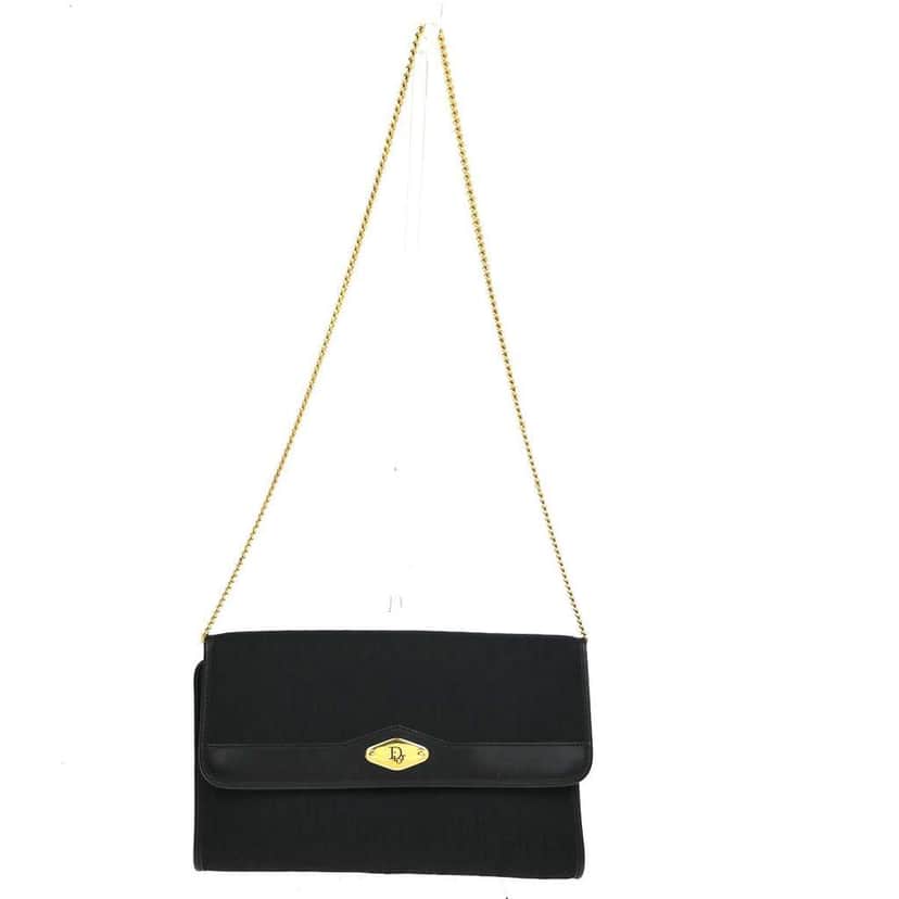 Christian Dior Flap chain Shoulder bag Black Canvas Fair condition - Front View