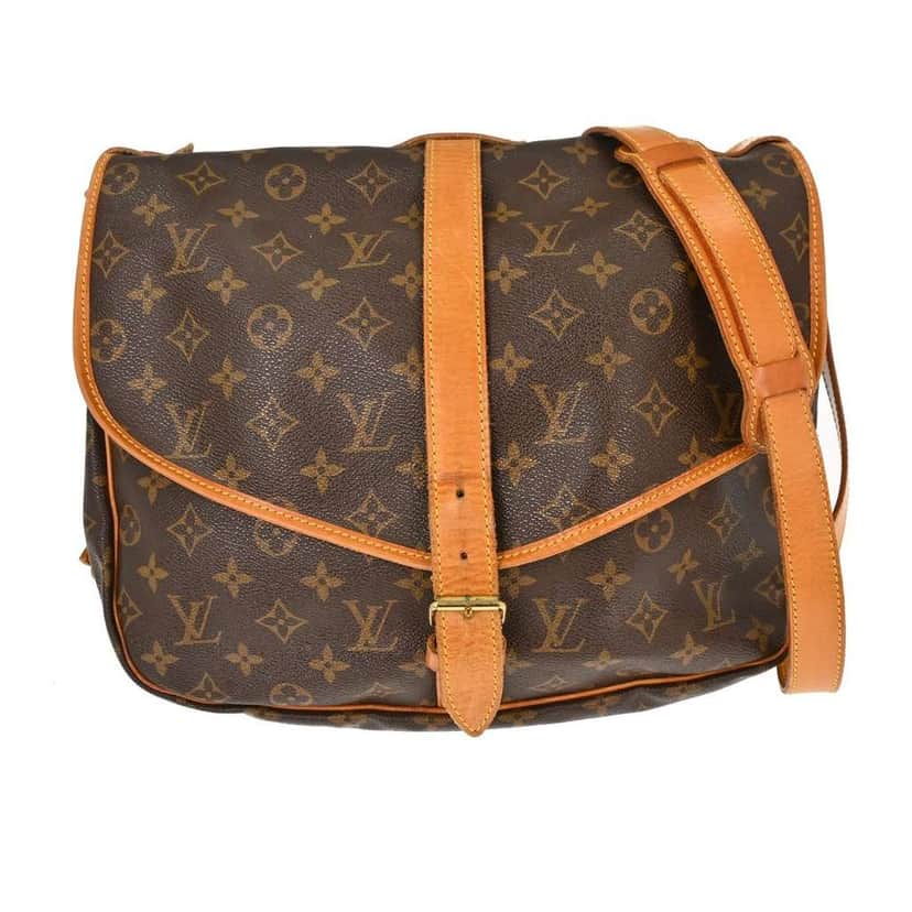 Louis Vuitton Saumur Handbag Brown Canvas Good condition - Front View