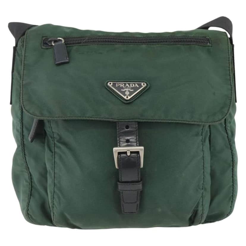 Prada Buckle Messenger Bag Green Fair condition - Front View