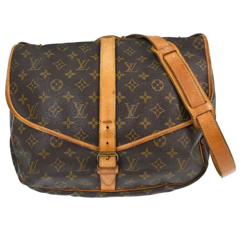 Louis Vuitton Saumur Handbag Brown Canvas Good condition - Front View