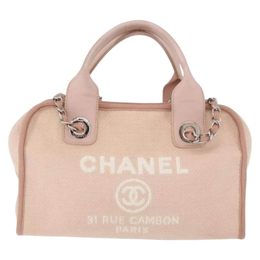 Chanel Deauville Bowling Bag Beige Canvas Good condition - Front View