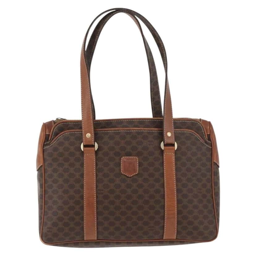 Celine Vintage Macadam Handbag Brown Canvas Good condition - Front View