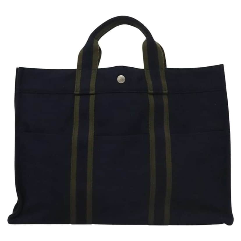 Hermès Fourre Tout Tote Navy Canvas Good condition - Front View