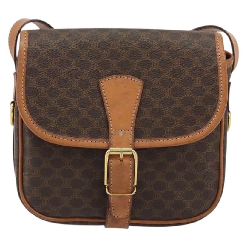 Celine Vintage Macadam Shoulder Bag Brown Canvas Good condition - Front View