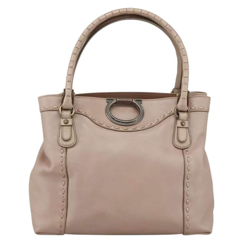 Salvatore Ferragamo Gancini handbag Beige Leather Good condition - Front View