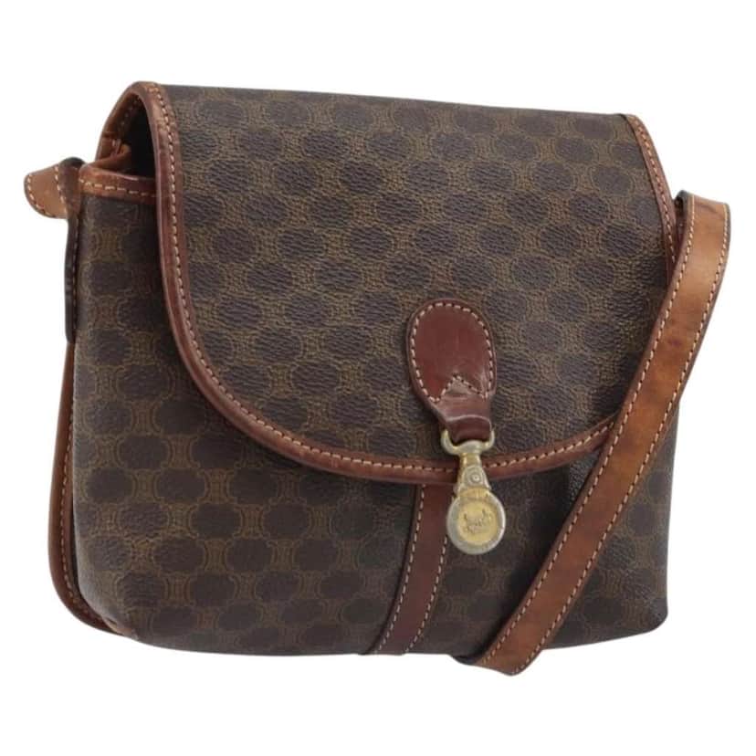 Celine Vintage Macadam Shoulder Bag Brown Canvas Good condition - Front View