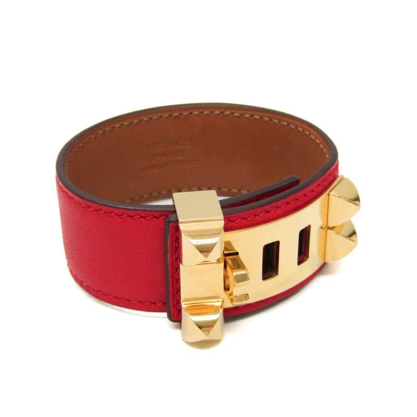 Hermès Collier de Chien 24 Bracelet Red Leather Good condition - Front View