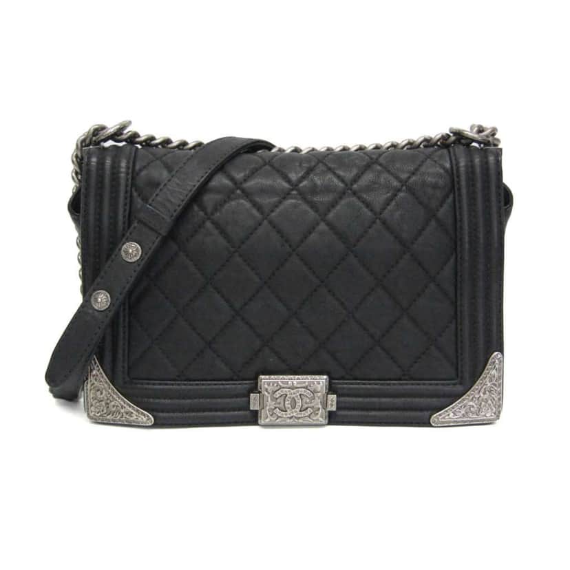 Chanel Paris-Dallas Boy Flap Bag Black Leather Good condition - Front View