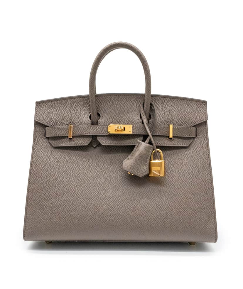Hermès Birkin 25 Epsom Leather Gris Etain Gold HW 2023 Stamp B Brown Leather Very good condition - Front View