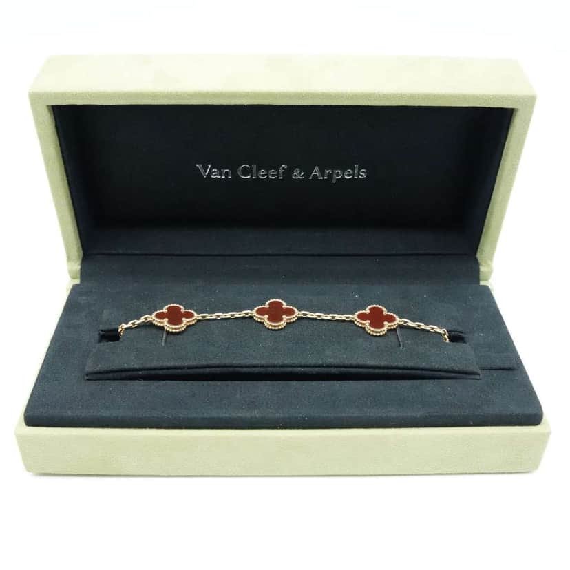 Van Cleef & Arpels Van Cleef & Arpels Vintage Alhambra 5P Carnelian Bracelet K18YG JF791029 Gold Gold Good condition - Front View