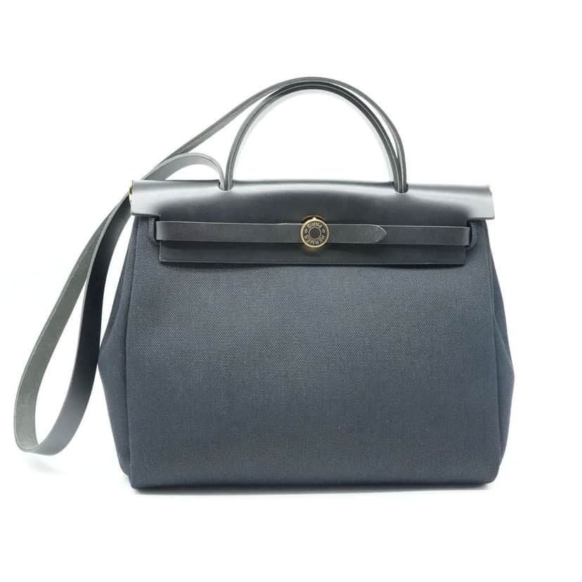 Hermès Herbag 31 Zip Bag Noir Canvas and Leather Stamp K(2025) Black Canvas Good condition - Front View