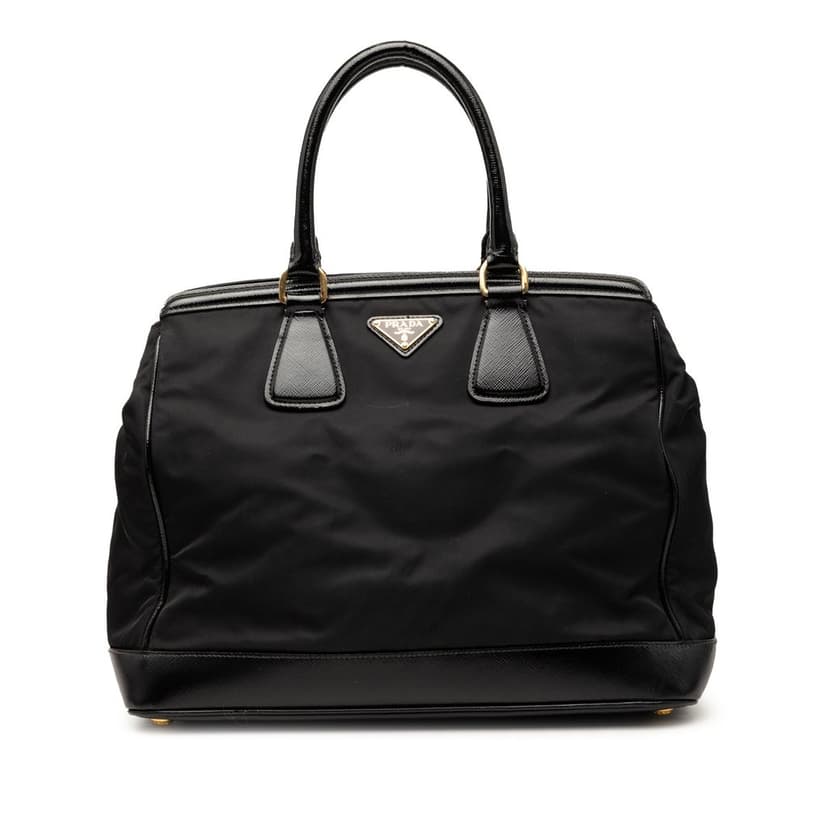 Prada Saffiano Vernice Trimmed Tessuto Parabole Tote