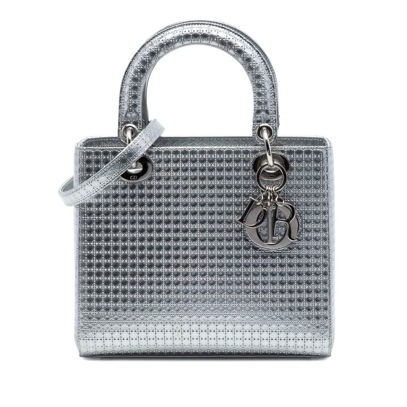 Dior Medium Metallic Patent Microcannage Lady Dior
