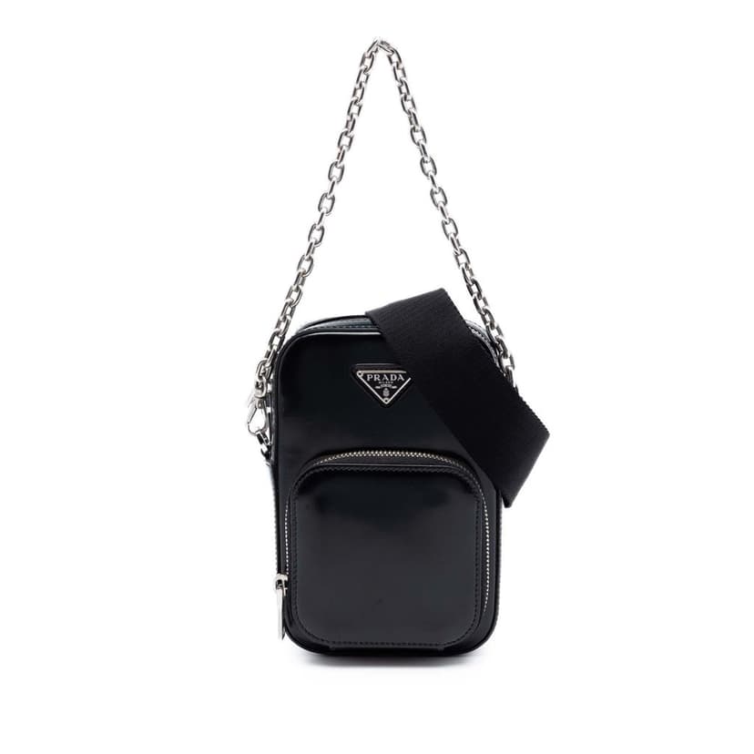 Prada Mini Brushed Leather Phone Pouch