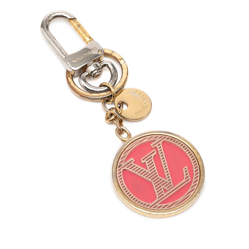 Louis Vuitton Gold Plated and Resin LV Circle Key Holder and Bag Charm