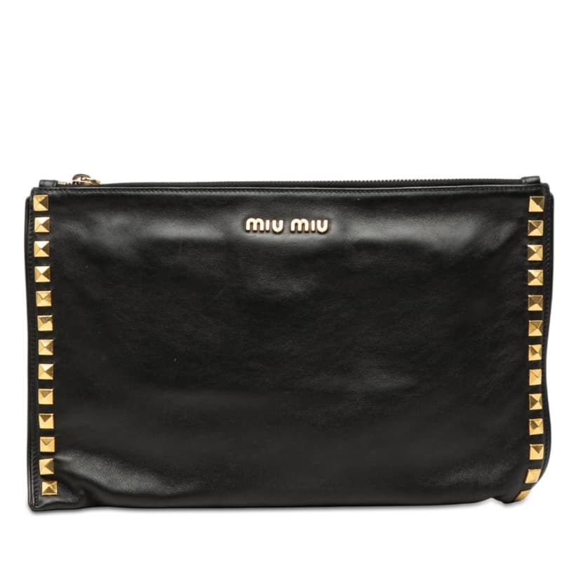 Miu Miu Studded Leather Zip Clutch