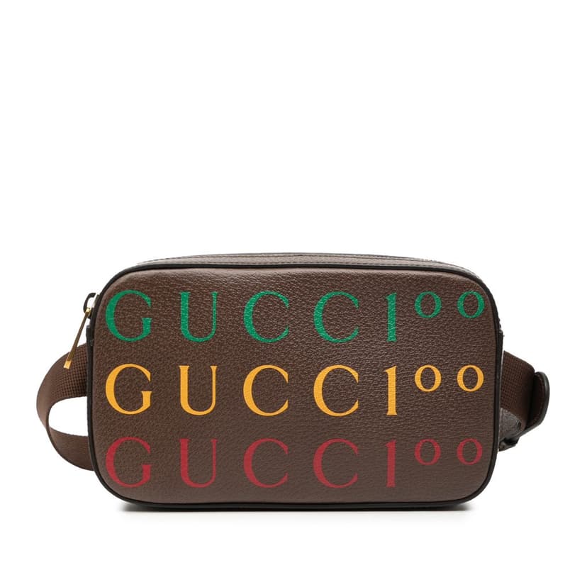 Gucci 100th Anniversary Textured Dollar Calfskin Logo Belt Bag