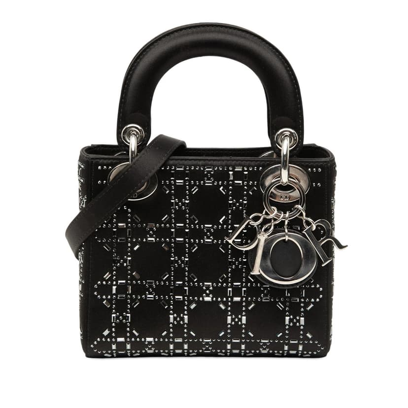 Dior Mini Satin Cannage Strass Crystal Embellished Lady Dior