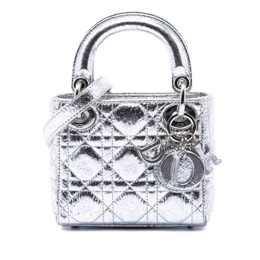 Dior Micro Metallic Crinkled Calfskin Cannage Lady Dior