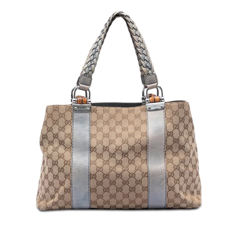 Gucci Medium GG Canvas Bamboo Libeccio Tote