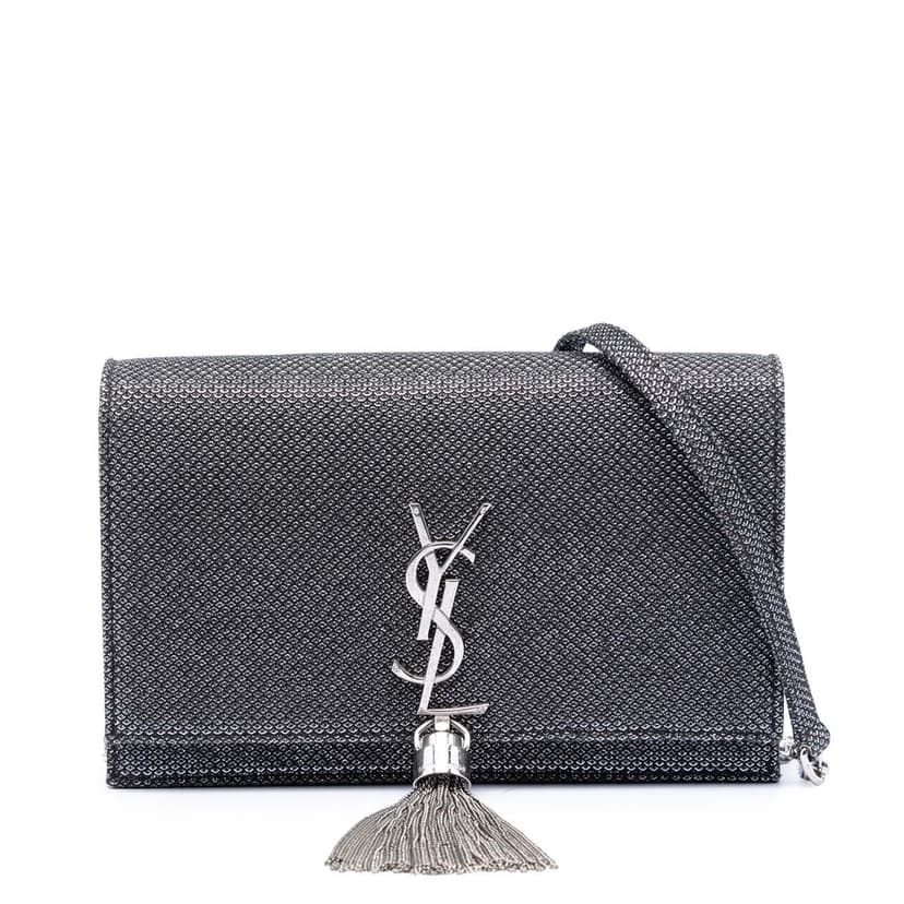 Saint Laurent Metallic Mesh Monogram Tassel Kate Wallet on Chain