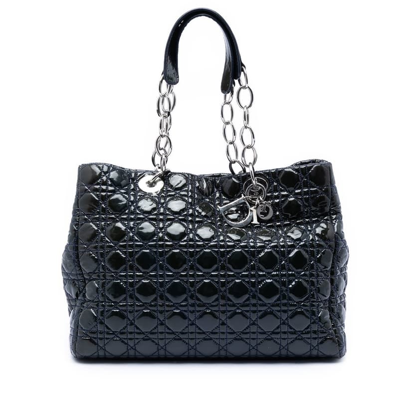 Dior Large Patent Cannage Lady Dior Soft Shopping Tote