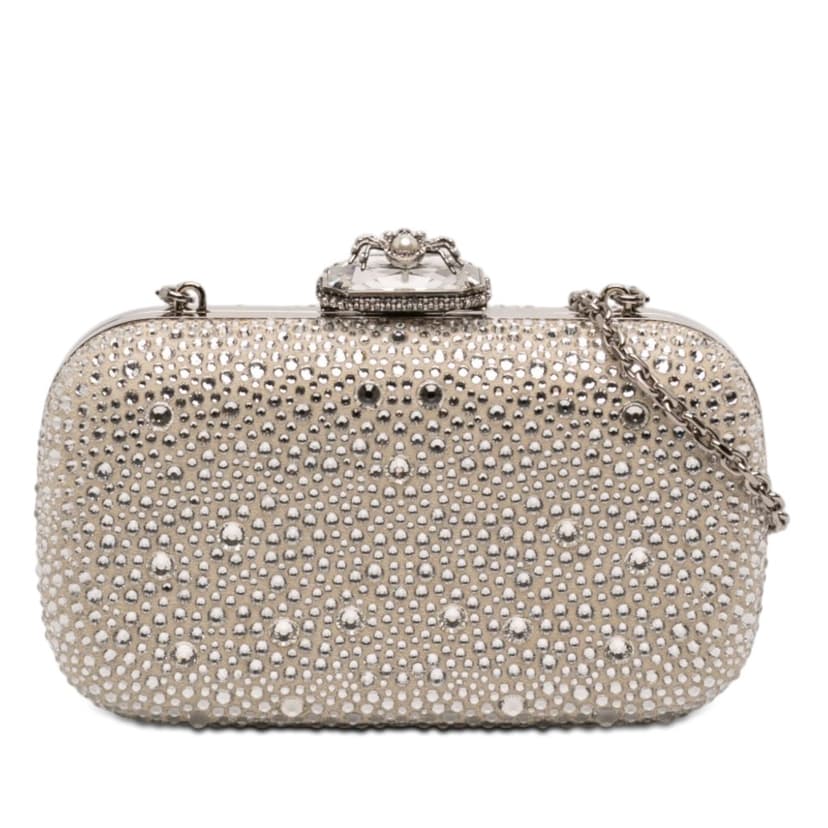 Alexander McQueen Crystal Embellished Satin Spider Clutch