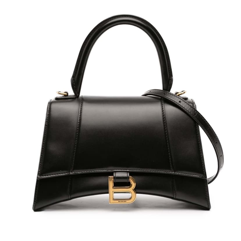 Balenciaga Small Shiny Box Calfskin Hourglass Top Handle Bag