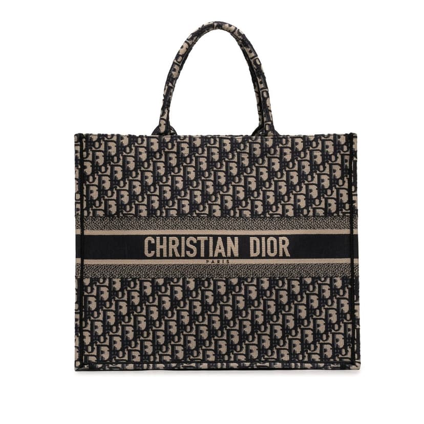 Dior Large Oblique Embroidered Canvas Book Tote