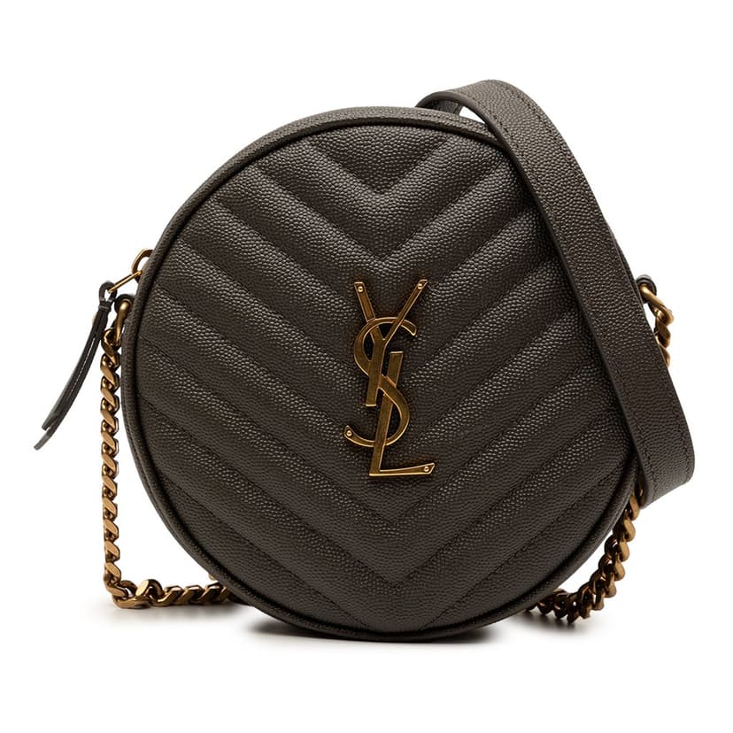 Saint Laurent Grain De Poudre Chevron Round Vinyle Camera Bag