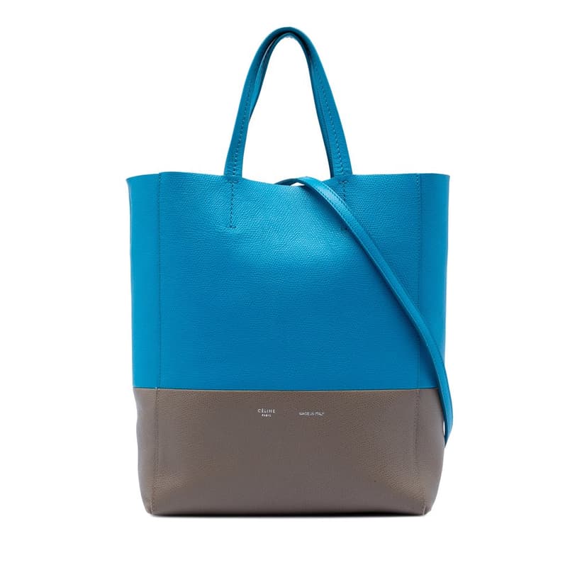 Celine Small Bicolor Grained Calfskin Vertical Cabas Tote