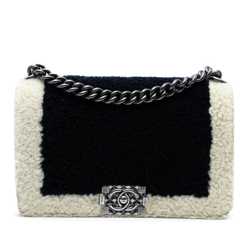 Chanel Medium Bicolor Shearling Boy Flap