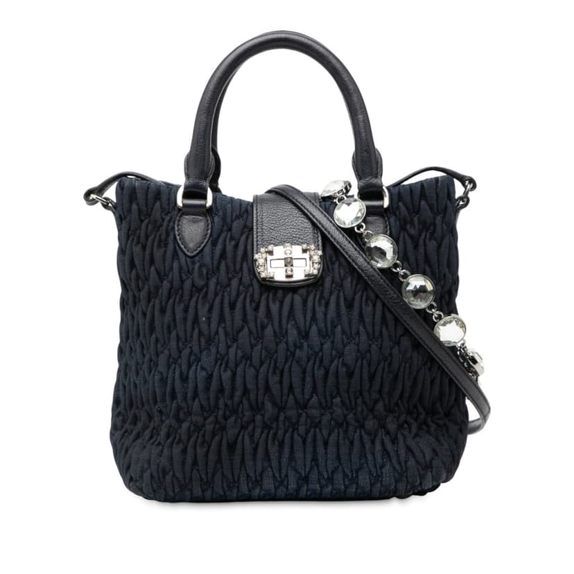 Miu Miu Matelasse Denim Crystal Satchel