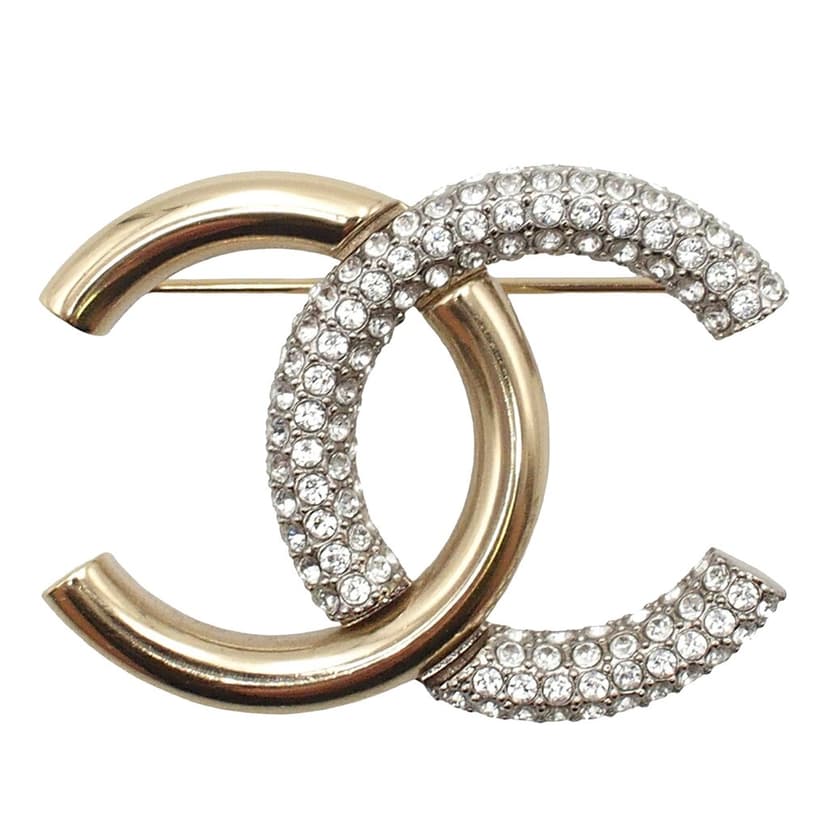 Chanel CC Brass and Strass Brooch