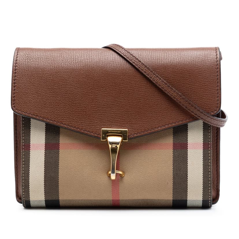 Burberry Small Leather and House Check Canvas Derby Macken Crossbody