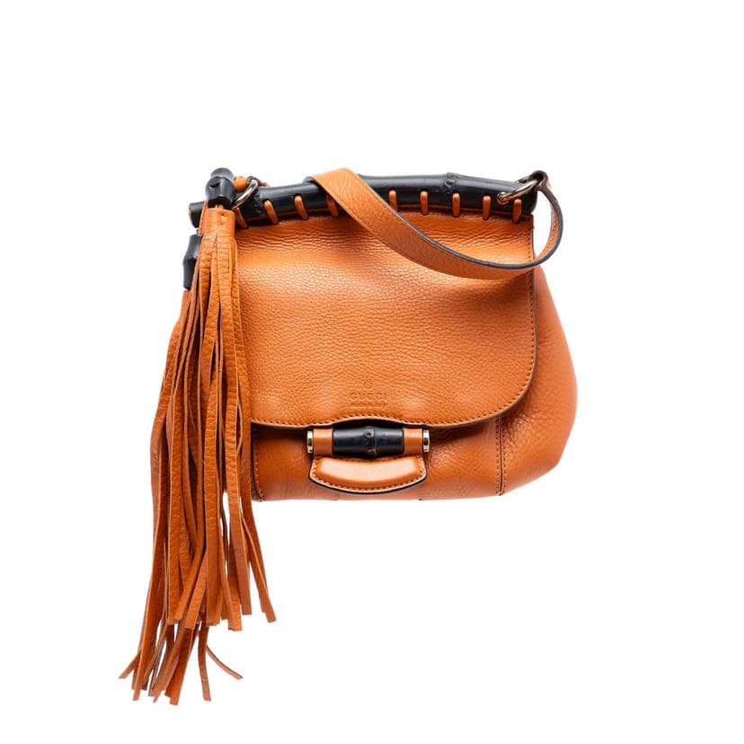 Gucci Small Leather Bamboo Nouveau Fringe Crossbody