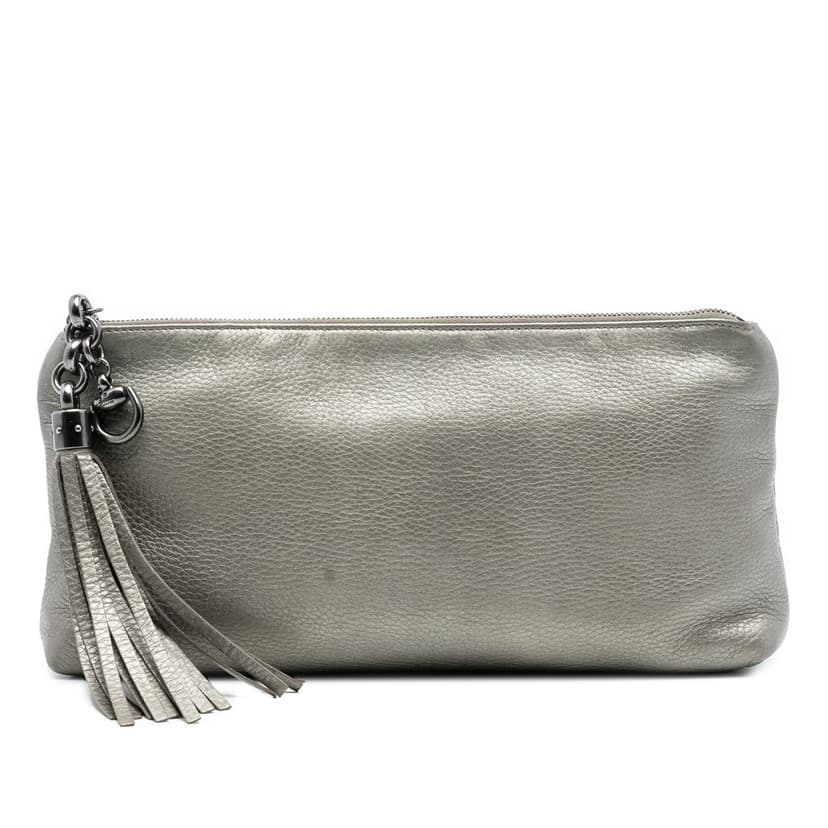 Gucci Metallic Leather Sienna Tassel Clutch