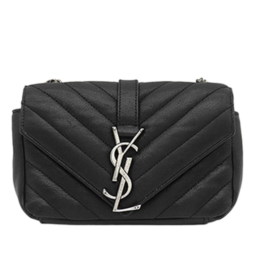 Saint Laurent Baby Sheepskin Chevron Classic Monogram Chain Bag