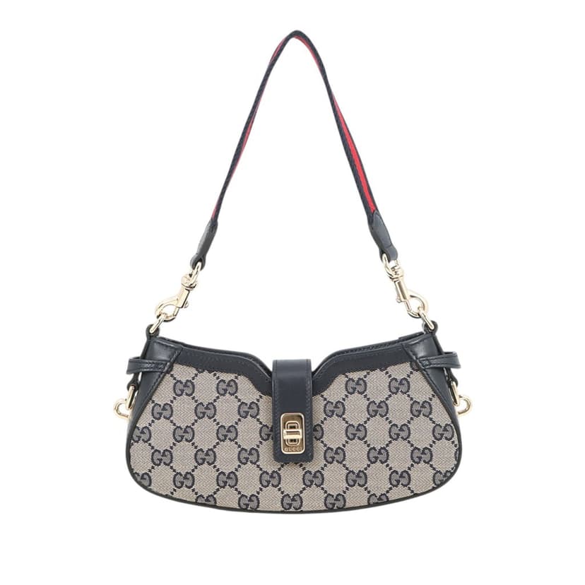 Gucci Mini GG Canvas Web Moon Side Shoulder Bag