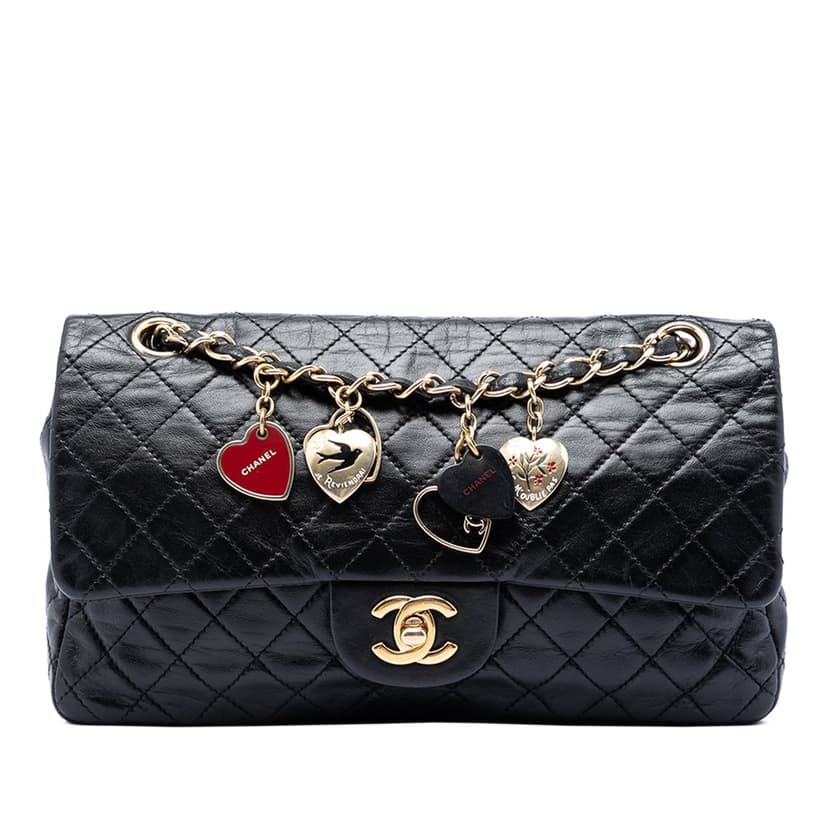 Chanel Medium Classic Lambskin Valentines Heart Charms Single Flap