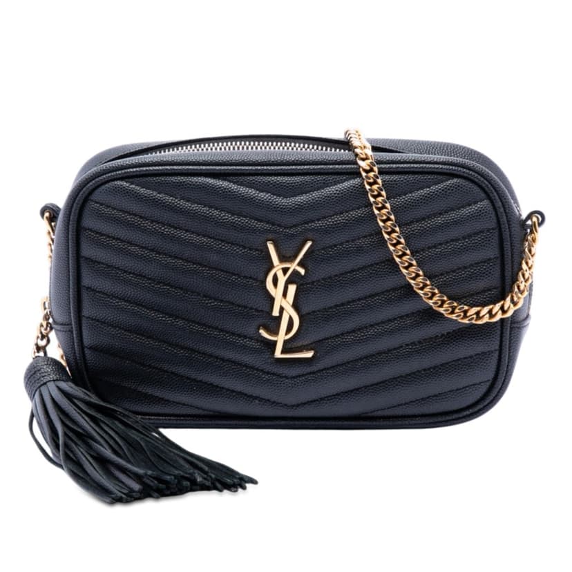 Saint Laurent حقيبة كاميرا صغيرة Grain de Poudre Monogram Lou