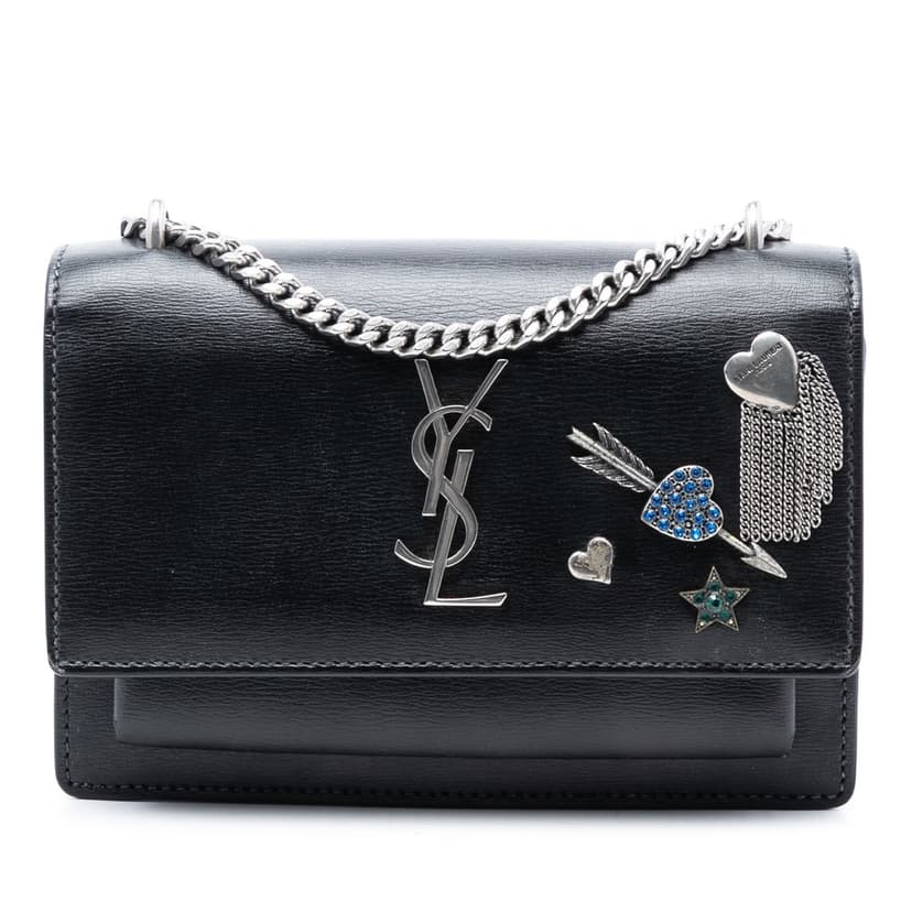 Saint Laurent Mini Calfskin Monogram Lucky Charms Sunset Wallet on Chain