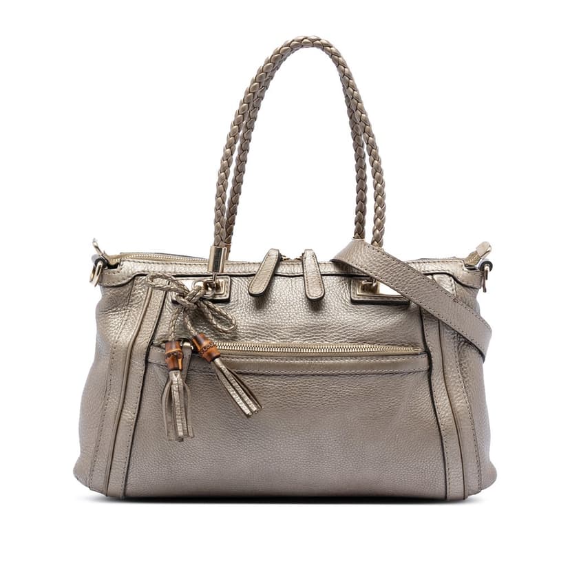 Gucci Metallic Pebbled Calfskin Bella Satchel
