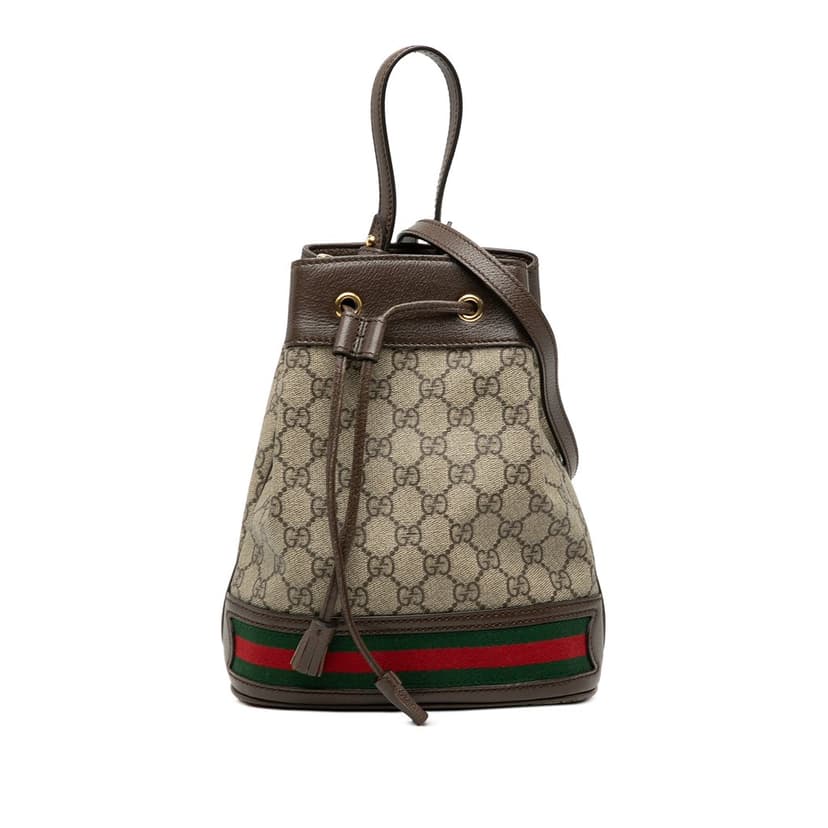 Gucci Small GG Supreme Web Ophidia Bucket Bag