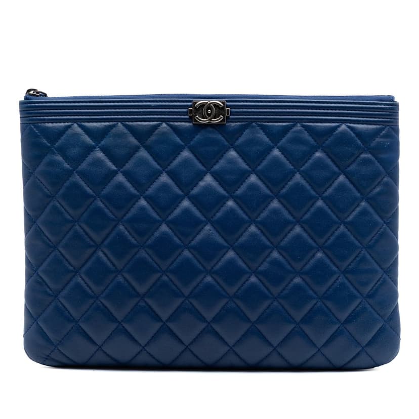 Chanel Medium Quilted Lambskin Boy O Case Clutch