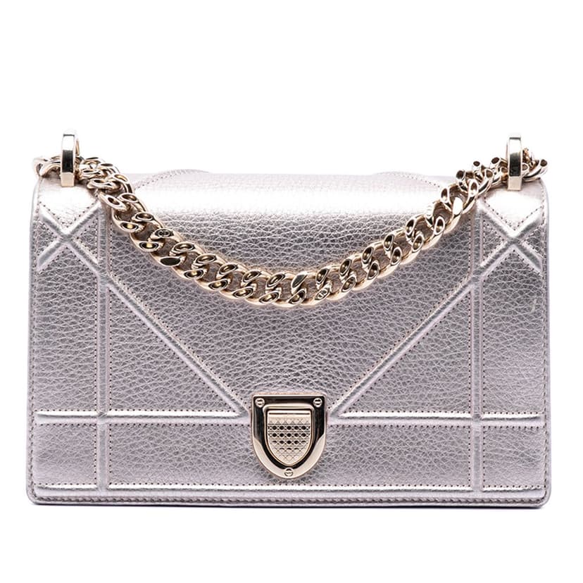 Dior Small Metallic Grained Calfskin Diorama Flap