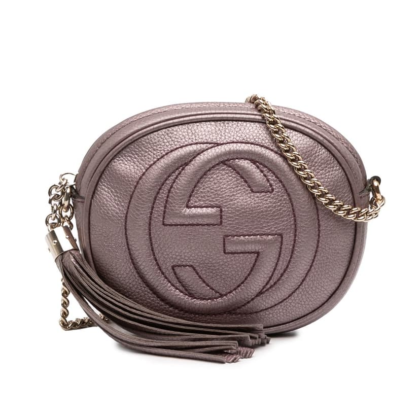 Gucci Mini Metallic Pebbled Calfskin Soho Chain Crossbody